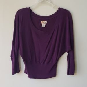Rich Plum Dolman Crop Boatneck Sweater